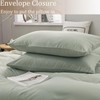 BESTDESIL Sage Green Duvet Cover Set Queen,Washed Microfiber Bedding Comforter