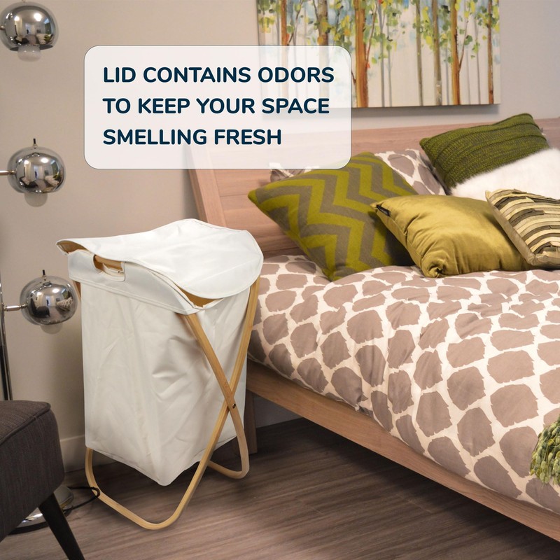 Foldable Bamboo Laundry Hamper with Lid - Decor Essentials for
