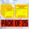 Hazardous Waste Labels, 6 x 6 inches, Red/Black/Yellow, Self-Adhesive Vinyl,
