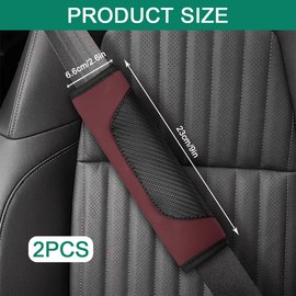 Rebvugr 2PCS Car Seat Belt Cover, Seat Belt Cover Pad, Soft Carbon Fiber Leather Seatbelt Shoulder Protector for a More Comfortable Driving, Automotive Accessories for Car Truck (Black/Burgundy)