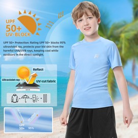 MEETWEE Jungen Rash Guard Kurzarm Kinder Badeshirt UV Schutz UPF 50 + Schwimmshirt Schnelltrocknend