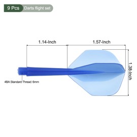 YOKIVE 9 Pcs Integrated Dart Shaft Flights, Indoor Outdoor Durable Darts Flights Set | Home, Club, Camping (Transparent Blue)
