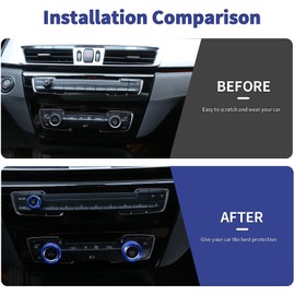 3Pcs For 1 2 3 4 Series F30 F34 F46 GT X1 F48 13-17 Car Styling Air Conditioning Knobs Audio Circle Trim Alloy Accessory (Blue)