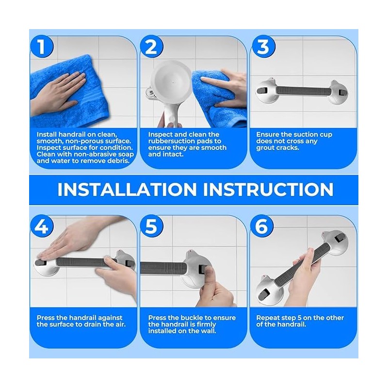 Joey&Viggy Suction Hand Rail 40 CM | MAX Hold 110