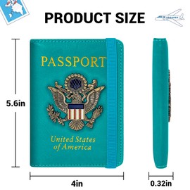 YINHEXI Passport Holder Wallet Cover Case and Vaccine Card Holder Combo, RFID Blocking Travel Leather Passport Holder for Women and Men, Travel Documents Organizer (Sky Blue)