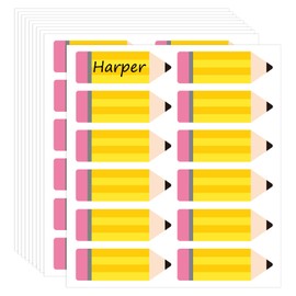 Whaline 240Pcs Pencils Name Tags Back to School Pencil Nameplate Stickers Classroom Bulletin Board Decoration Desk Name Label Stickers for First Day of School Party Office Wall Message Board Decor