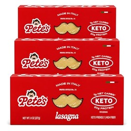 Low Carb, Protein Lasagna | Lasagna with 17g Protein, 7g Carbs | Healthy, Keto Pasta Made in Italy | 3-Pack, 8oz - Pete’s Pasta