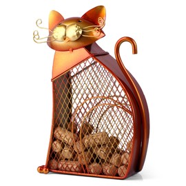 Drincarier Cat Decor Wine Cork Holder Tabletop Wine Racks Shelf Metal Wine Bottle Holder Home Decor Wine Décor