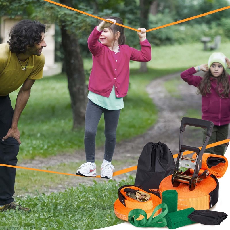 VEVOR Slackline Kit with Training Line, 60 ft Backyard Slack