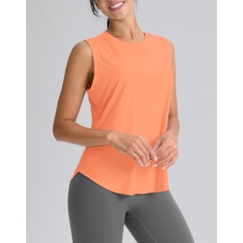 SANTINY Women's Sleeveless Workout Tops Breathable Lightweight Active Tennis Yoga Shirts Athletic Running Tank Tops for Women (Orange_M)