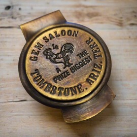 Gem's Saloon Tombstone Arizona Solid Brass Money Clip (3" x 2.25")