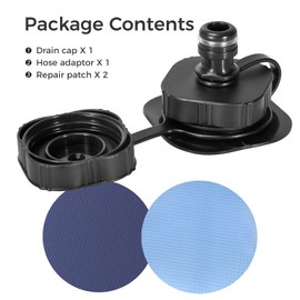 VISTOP Dog Pool Replacement Drain Valve Cap, 2 Repair Patches, Drain Connector Adapter - Quick Connector Garden Hose Accessories Kit for Foldable Portable Swimming Pool, Kiddle Pool