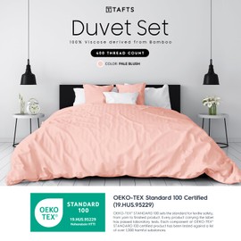 Tafts Duvet Cover Full Size, 3 Piece Set, Pure 100% Viscose Derived from Bamboo, Luxuriously Soft, Silky Smooth and Cooling, 2 Pillowcases (Full, Pale Blush)