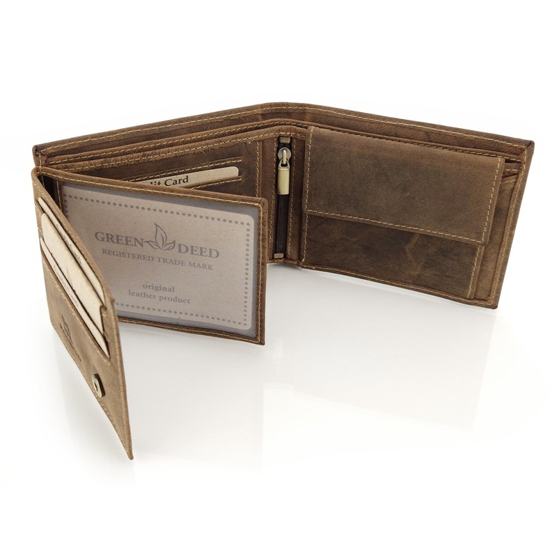 GREEN DEED Genuine Leather Men's Wallet - Large Leather Wallet
