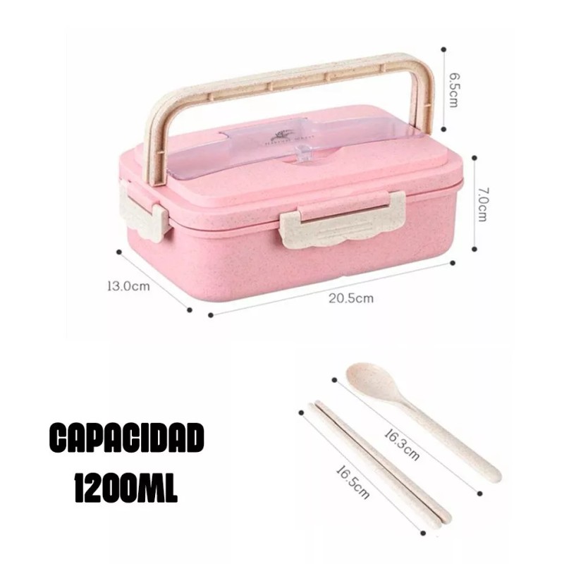 Green Lonchera Hermetica 1.2 Lt Cubiertos Lunch Box Escuela Comida