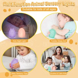 NYOBABE Sensory Toys for Autism,4 Textures 7 Colors Animal Sensory Lights,Night Light for Kids,Sensory Toys for Babies,Light Up Autism Toys,Xmas Birthday Easter Gifts for Toddler Boys and Girls