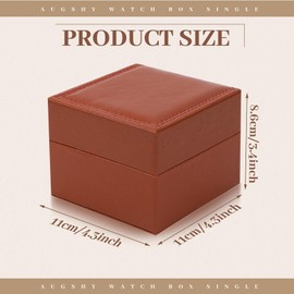 Augshy Premium PU Watch Storage Box - Single Watch Gift Box for Valentine, Men, Women, Unisex - Jewelry & Bracelet Storage (Brown)