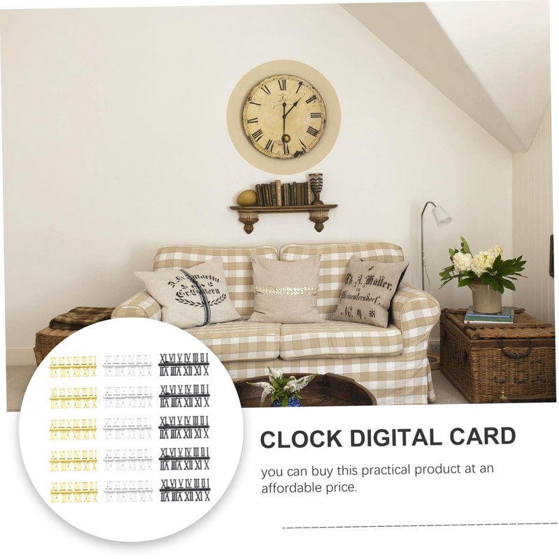 LALAFINA 15 Sets Roman Numerals Clock Replacement Kit DIY Clock