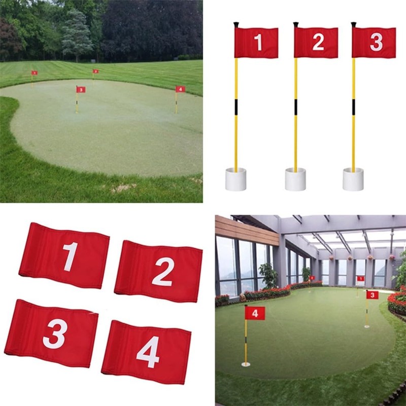 Pack of 4 Golf Flags Mini Golf Flag with Tube