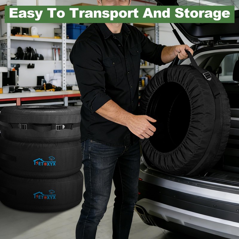 2 Pack Seasonal Tire Tote, 700D Spare Tire Cover -