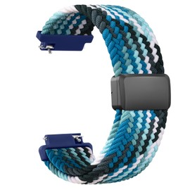 Nylon Strap Compatible with Garmin Vivoactive 4S/Venu 3S/Venu 2S/Forerunner 265S/255S/255S Music/Vivomove 3S, 18mm Braided Stretchy Nylon Replacement Sport Wristband (Aquamarine)