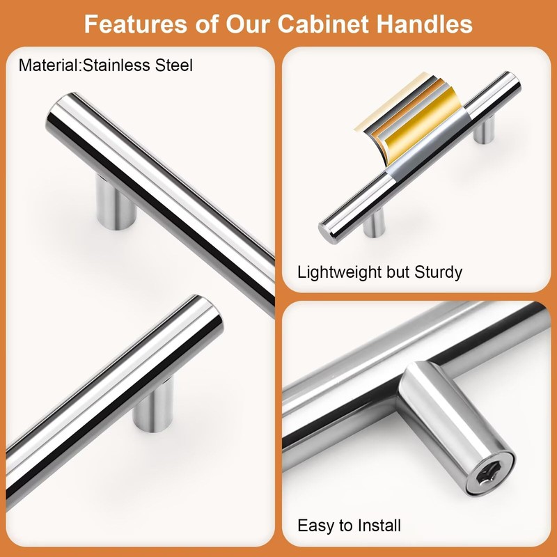 Probrico 30 Pack Hole Centers (76mm) 3inch Polished Chrome Kitchen