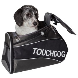 TOUCHDOG 'Modern-Glide' Airline Approved Water-Resistant Sporty Travel Fashion Pet Dog Carrier, One Size, Jet Black