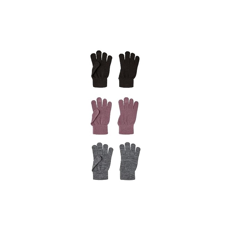 NAME IT Gloves, Wistful Mauve/Pack:3 Pack With Grey Mel./Black