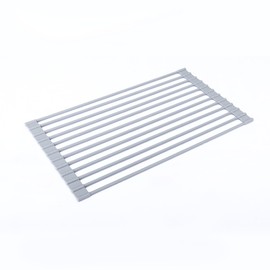 Over Sink Dish Rack Foldable Design Rustproof Nonslip Strong Metal Widely Used Roll Up Dish Drying Rack Silicone and Round 42x24.5cm
