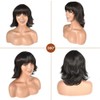 Black Brown Wig for Black Women 15 Inch Short Wavy