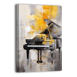 LURENCZH Music Canvas Wall Art Watercolor Piano Picture Prints Abstract Musical Instrument Paintings for Concert Hall Office Decor Framed(Music-1,16.00" x 24.00")