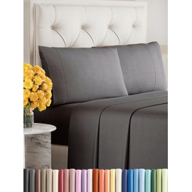 Sleepy Town Cal King Size Bed Sheets - 4 Piece - California King Sheet Set - Extra Soft, Comfy & Cooling - Easy Care - Shrinkage, Wrinkle & Fade Free - Brushed Microfiber - Deep Pocket (Dark Grey)