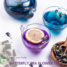 Nhat Anh Farm - Premium Butterfly Pea Tea Bags - Dried Butterfly Pea Flower Tea Bags - 40 Teabags, 2.5g/bag), 100% Natural & Pure Butterfly Pea Flowers, Sugar/Caffeine/Gluten Free. Good For Your Health