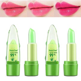 Welhammsae Aloe Vera Color Changing Lip Balm, Pack of 2, Magic Colour Changing Lip Balm Set, Long Lasting Moisturising Nutritious Lipstick, Lip Plumper Makeup Set, 2 * 3.8g