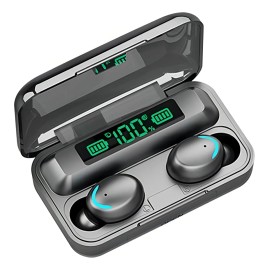 Audfonos In-ear Inalambricos Keluona F9-5 Bluetooth Tactil Cancelacion De Ruido Color Negro Con Luz Led                                               