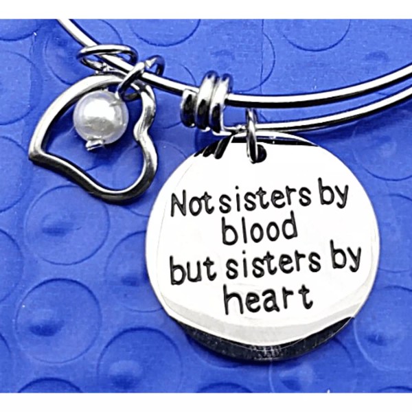 Unbranded Bangle Charm Bracelet, Keepsake "Sisters by Heart" Inspirational