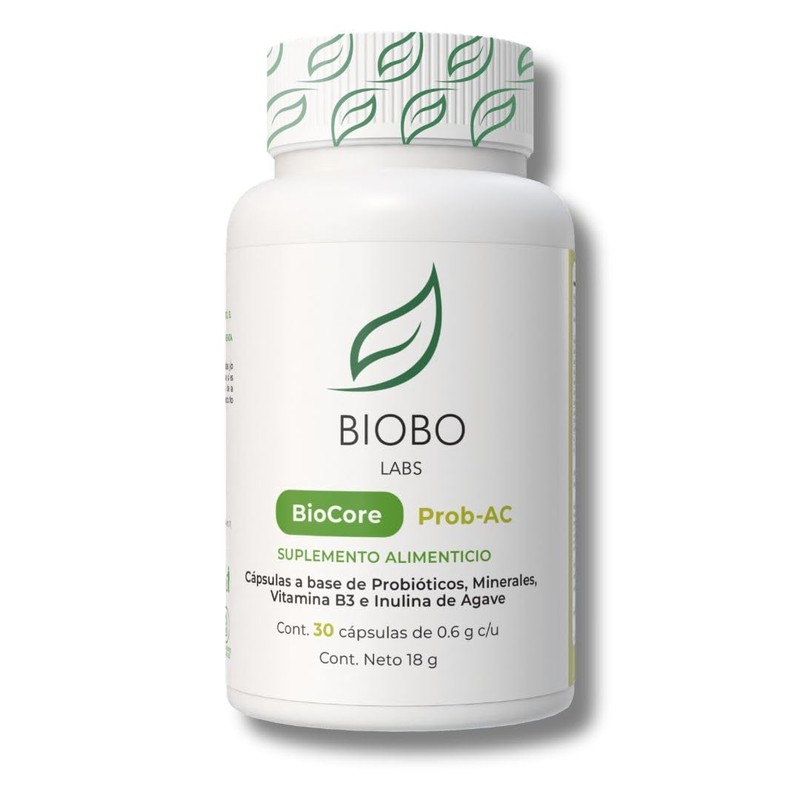 BioCore Prob-AC, Suplemento Alimenticio con Probióticos, Minerales, Vitamina B3 e