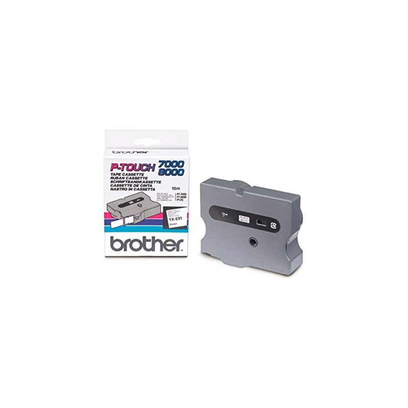 Brother TX-251 Labelling Tape Cassette, Black on White, 24 mm