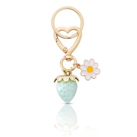 MORSUNBELA Key Ring with Strawberry Sweet Key Ring Women's Elegant Key Ring Woman Pendant Key for Girls, mint green