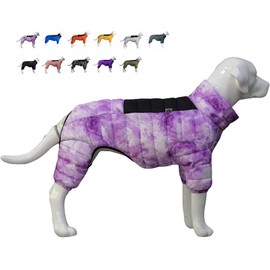 Micai Warm Dog Coat - 4 Legs Covered Waterproof Windproof Reflective Vest, Zippered Adjustable Outdoor Snow Jacket for Small Medium Large Dogs - Purple L