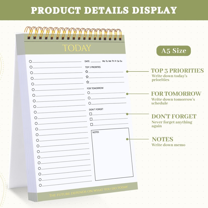 2 Pack To Do List Notepad, Undated Daily Planner Notebook