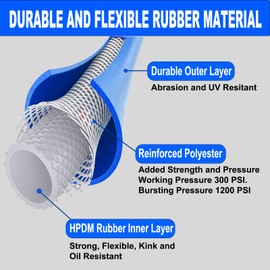 Keepro Rubber Lead in Air Hose, Durable Air Compressor Hose 3/8 Inch ID By 6 Feet Long with Swivel Universal Aluminium Quick Coupler and Plug, 300 PSI Maximum Pressure, Blue