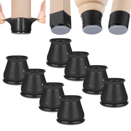 Aneaseit Chair Leg Sliders for Carpet - 1 1/2" x 8 pcs Black - Silicone Heavy Duty Furniture Movers w/ PTFE Bottom - Table Feet Covers Pads Protectors for Smooth Glides - Medium