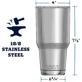 YETI Rambler 30 oz Tumbler, Stainless Steel, Vacuum Insulated with MagSlider Lid, Nordic Blue