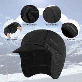 ROCKBROS Winter Cycling Hat Helmet Hat Warm and Stretchy Cycling Cap Bike Cap for Cycling Skiing Running Men / Women, black