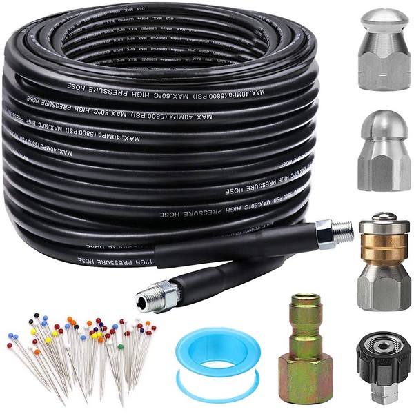 ZOFINE Sewer Jetter Kit for Pressure Washer 50FT, Newest 5800PSI
