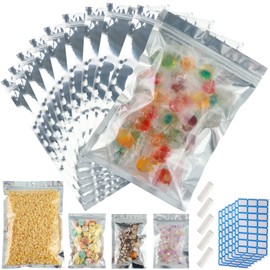 150-Pack Reclosable Large Mylar Bags for Food Storage 10" x 14" 1 Gallon Ziplock Pouch Bags in Bulk Resealable Smell Proof Aluminum Silver Foil Bag with Clear Window Kitchen Storage Edible Packaging