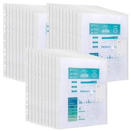 Document Wallet A4, Document Folder A4 Document Folder Document Folder Waterproof Document Folders for Documents Organiser with Binder Holes Velcro and Label Pocket (Pack of 30)