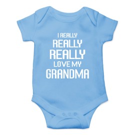 I Really Really Love My Grandma - Mameluco divertido para bebés y niñas, Azul/claro, 6 meses