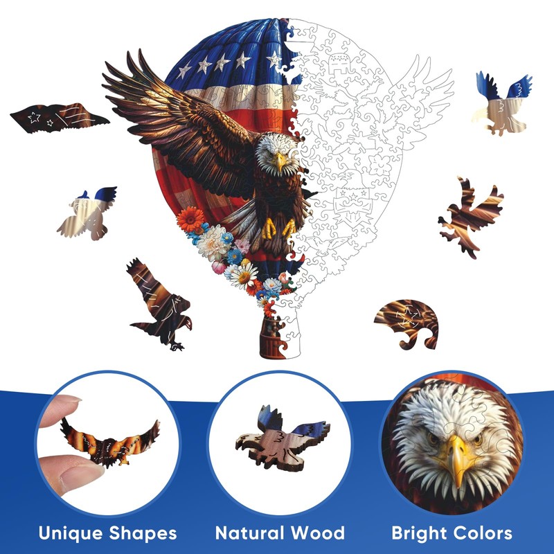 Pikoqunc Wooden Puzzles for Adults, Soaring Eagle 190 Pieces